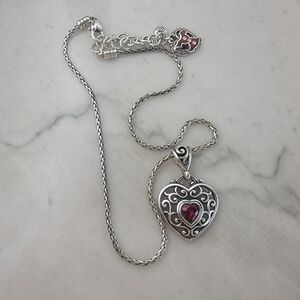 Brighton Elegant Silver Heart Pendant Necklace with Red Gemstone